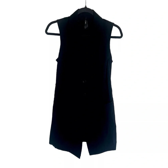NWOT Porto Black Fitted A-Line Vest Two Button Closure Minimalist Casual Women 4 - Picture 1 of 12